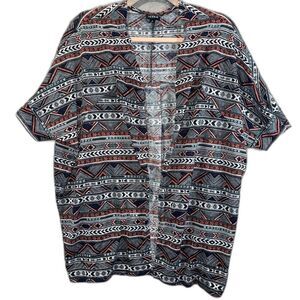 Torrid Aztec Tribal Print Open Front Short Sleeve Kimono Cardigan 2X